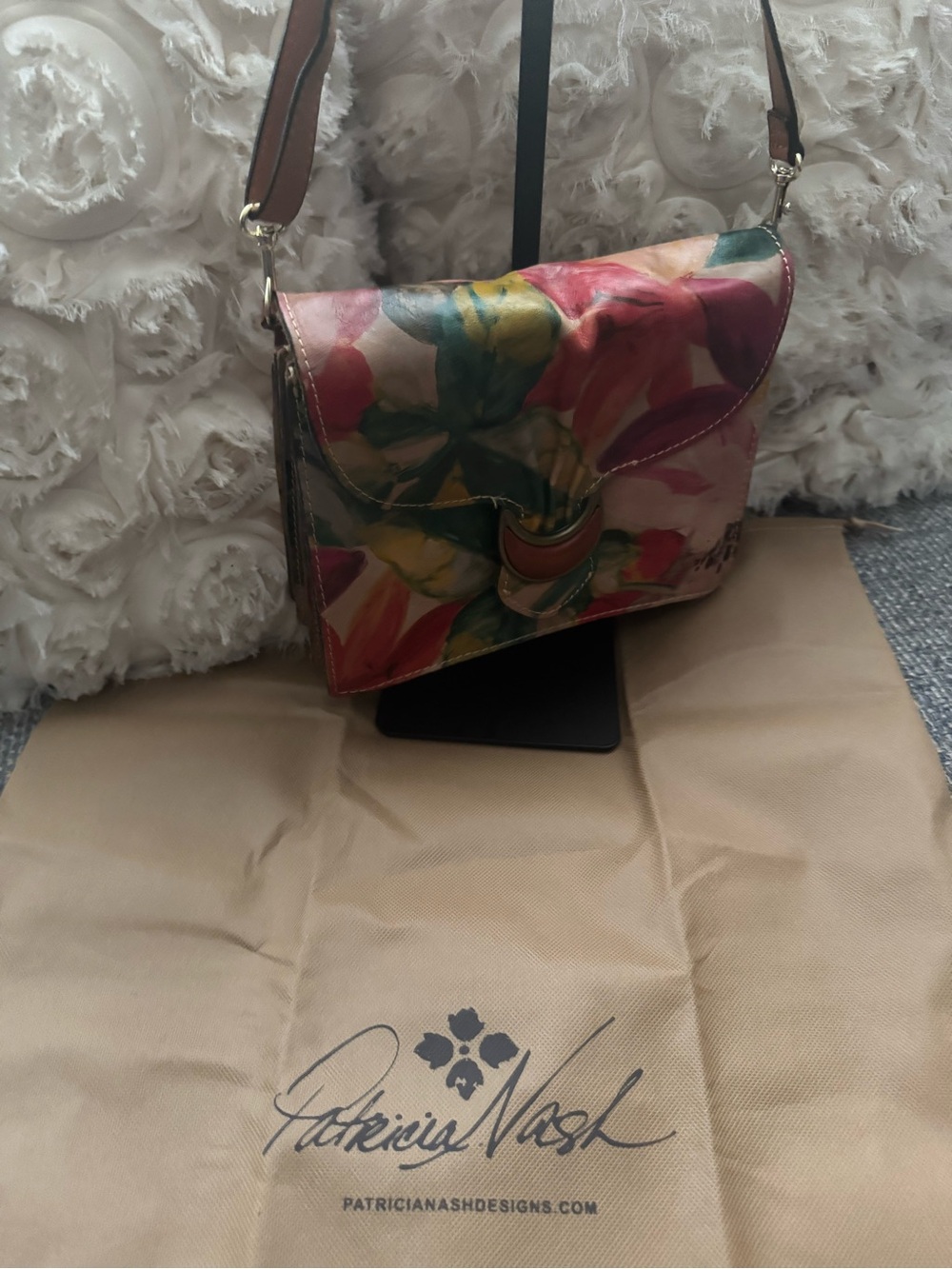 Vintage Patricia Nash Van Sannio Tri Spring Multi Floral Italian Leather Bag - Picture 4 of 12